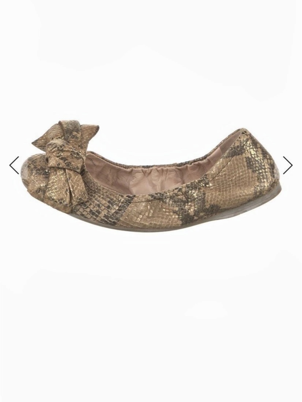 Prada Sport Python-Embossed Leather Scrunch Bow Ballet Flats